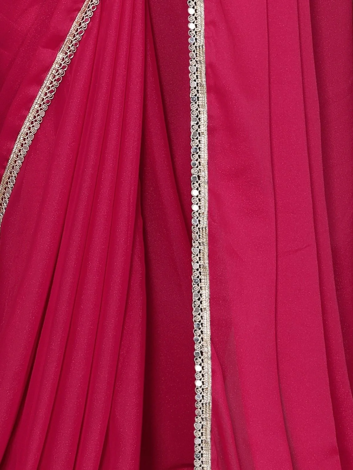 Odette Pink Georgette Plain Saree With Unstitched Blouse For Women - Image 6
