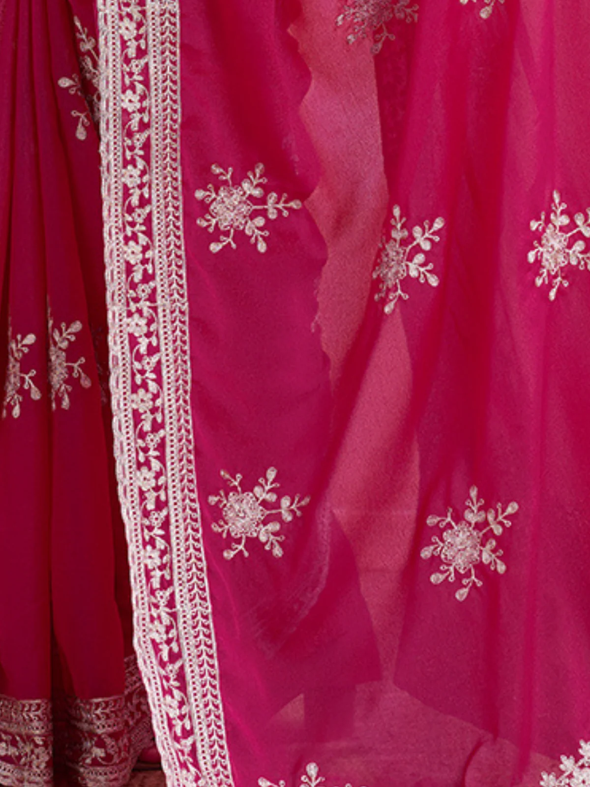 Odette Pink Georgette Printed Saree For Women - Image 5