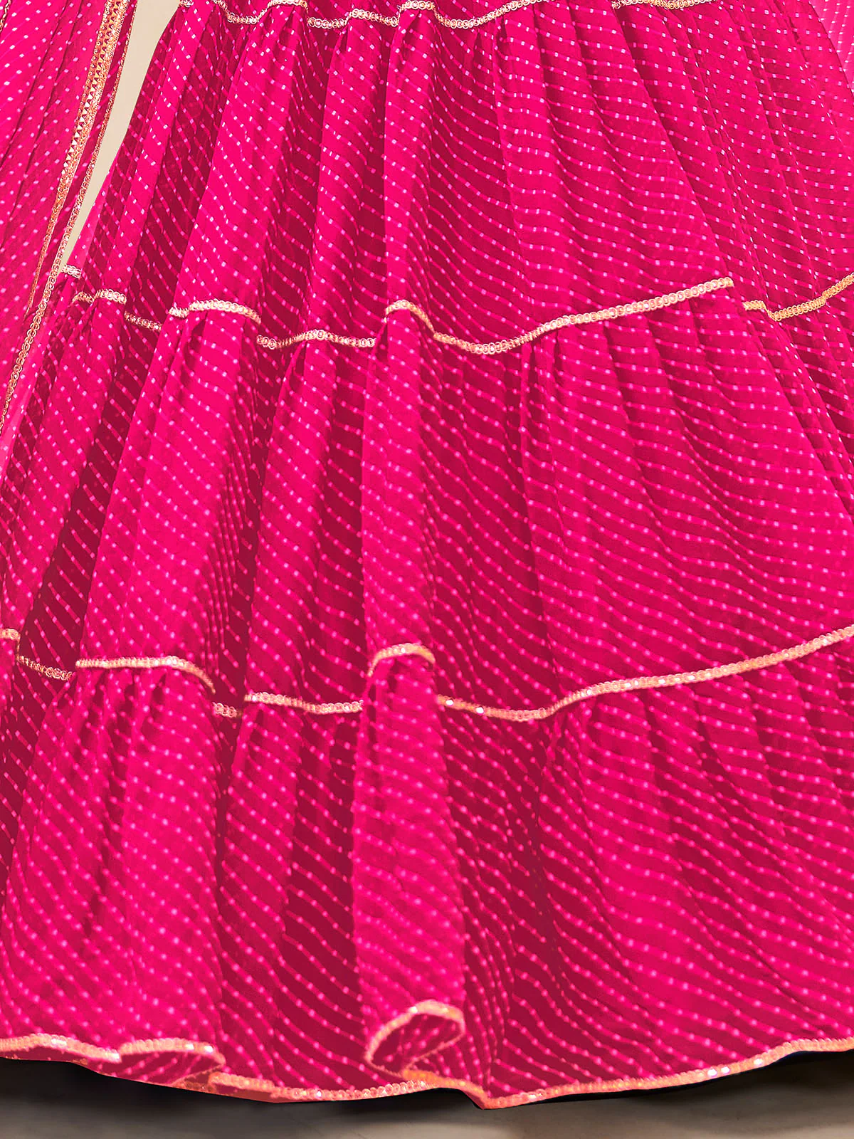 Odette Pink Georgette Printed Semi Stitched Lehenga With Unstitched Blouse For Women - Image 5