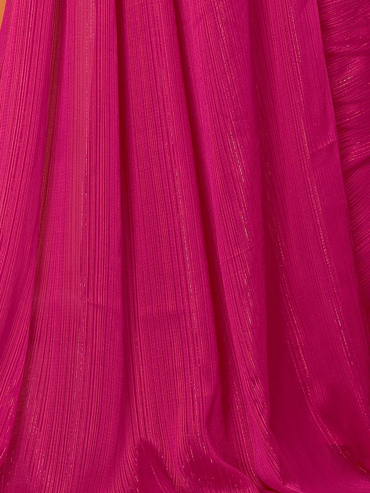Odette Pink Georgette Solid Saree For Women - Image 5