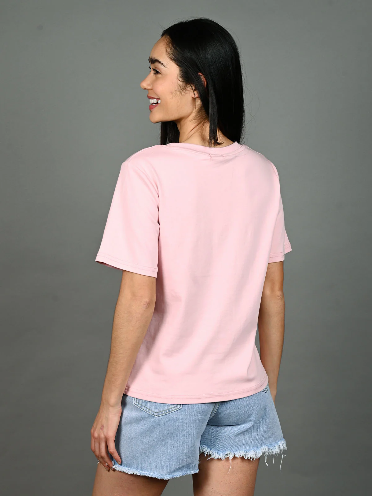Odette Pink Jersey Cotton Beaded Top For Women - Image 3