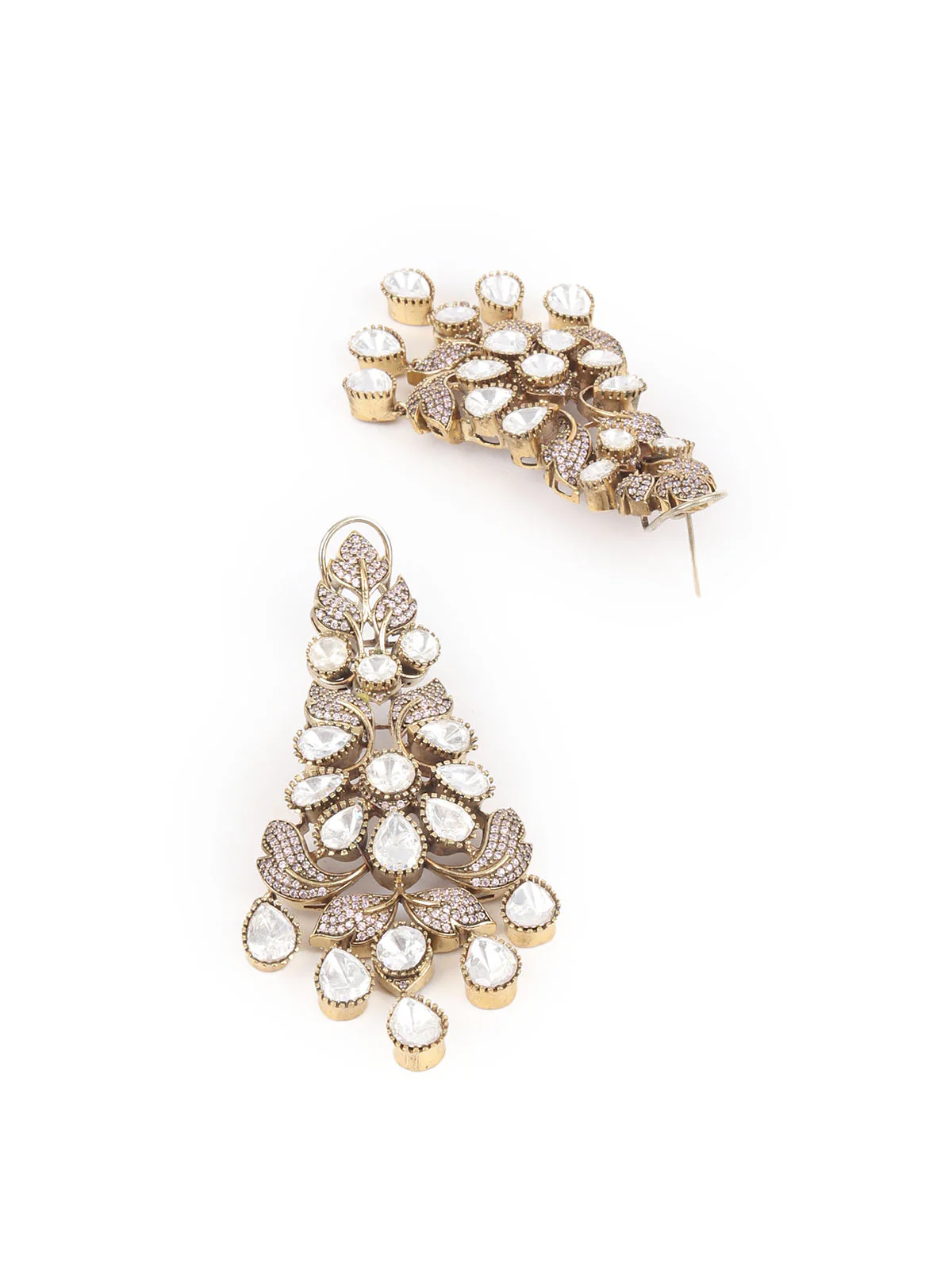 Odette Pink Kundan Gold Plated Dangler Earrings For Women - Image 6