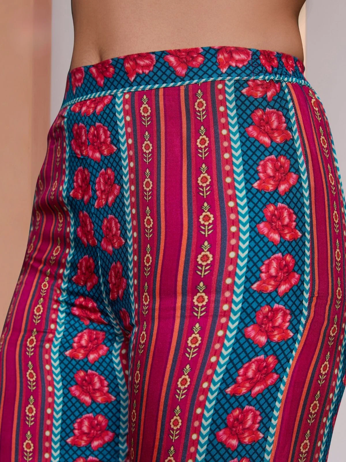 Odette Pink Linen Printed Stitched Co-Ord Set For Women - Image 7