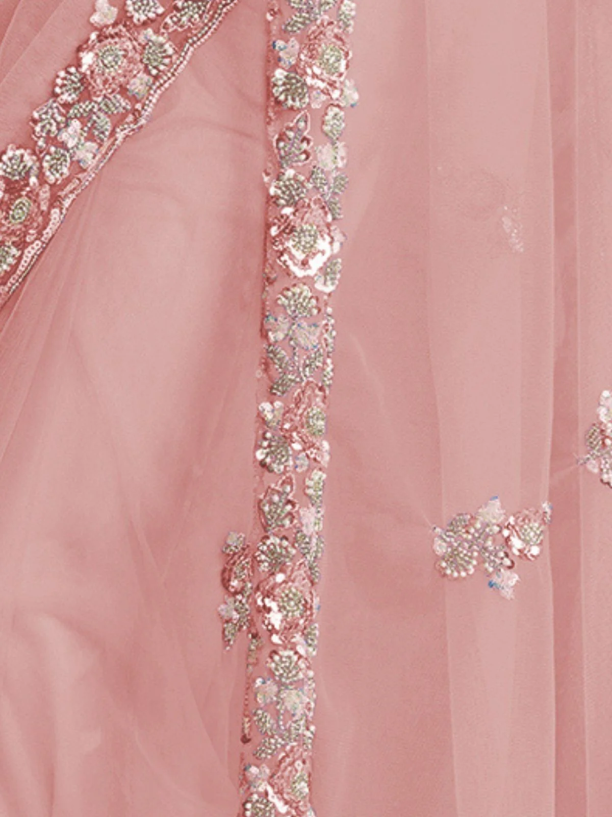 Odette Pink Net Embellished Elegant Saree For Women - Image 4