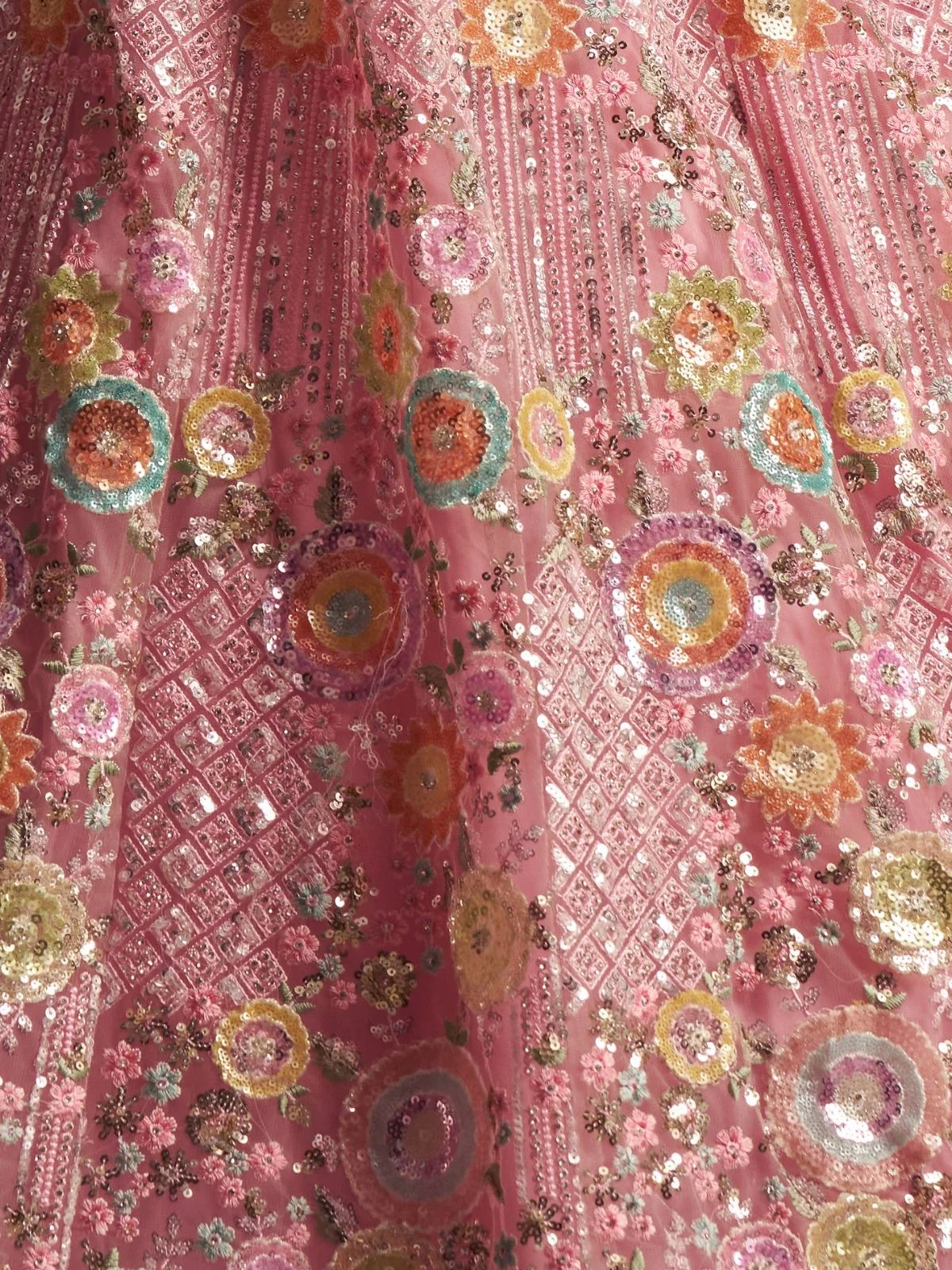 Odette Pink Net Embellished Semi-Stitched Lehenga For Women - Image 6