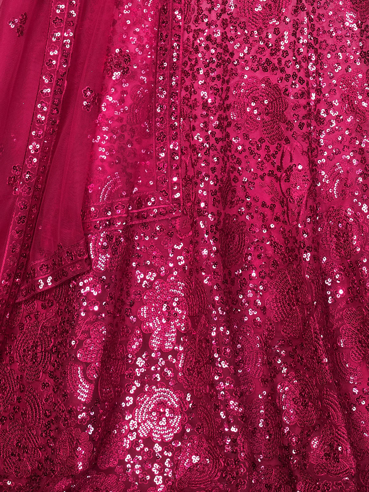 Odette Pink Net Embellished Semi Stitched Lehenga With Unstitched Blouse for Women - Image 5