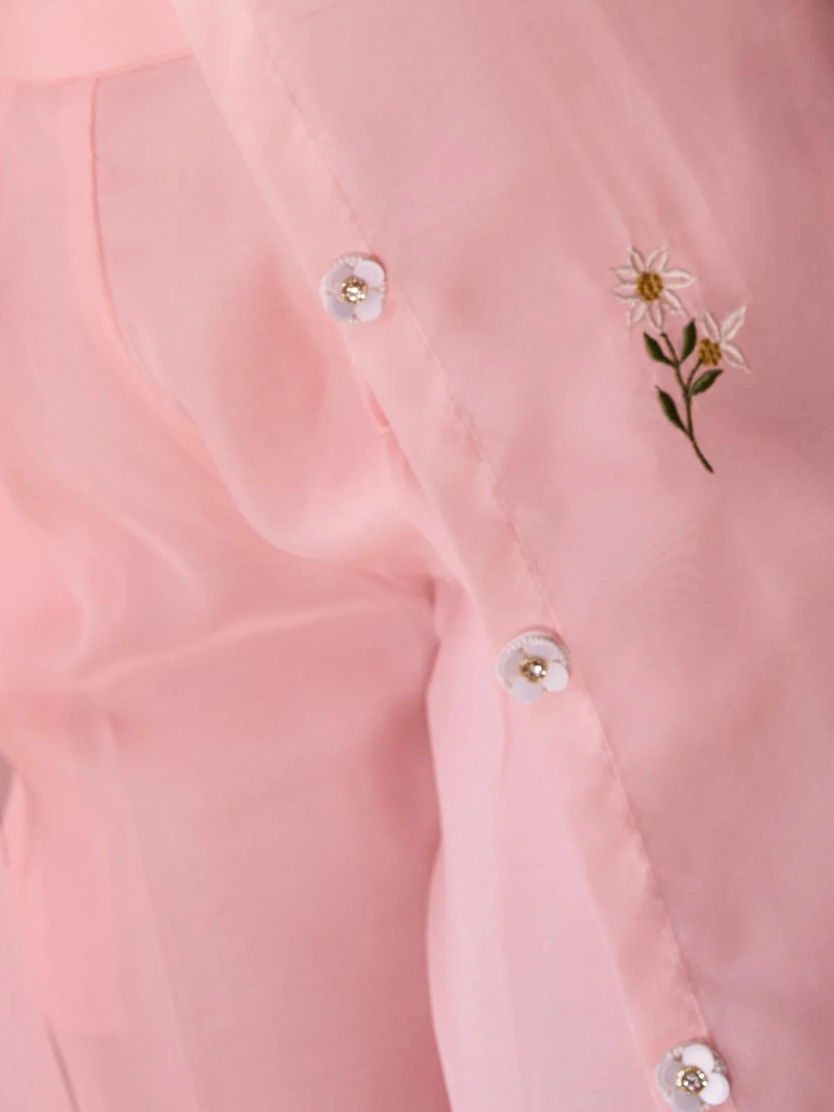 Odette Pink Organza Embroidered Co-Ord Set For Women - Image 7