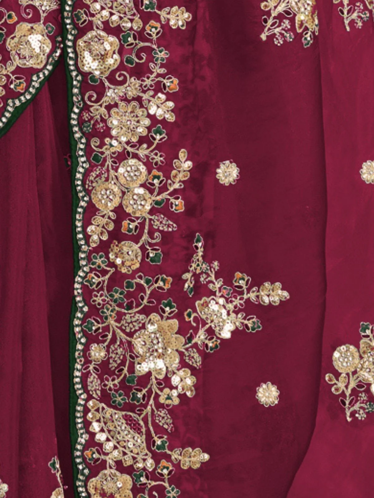 Odette Pink Organza Embroidered Elegant Saree For Women - Image 4