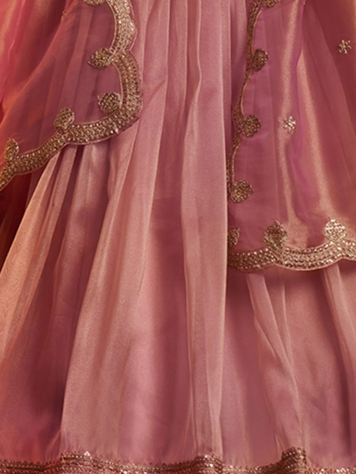 Odette Pink Organza Embroidered Lehenga For Women - Image 5