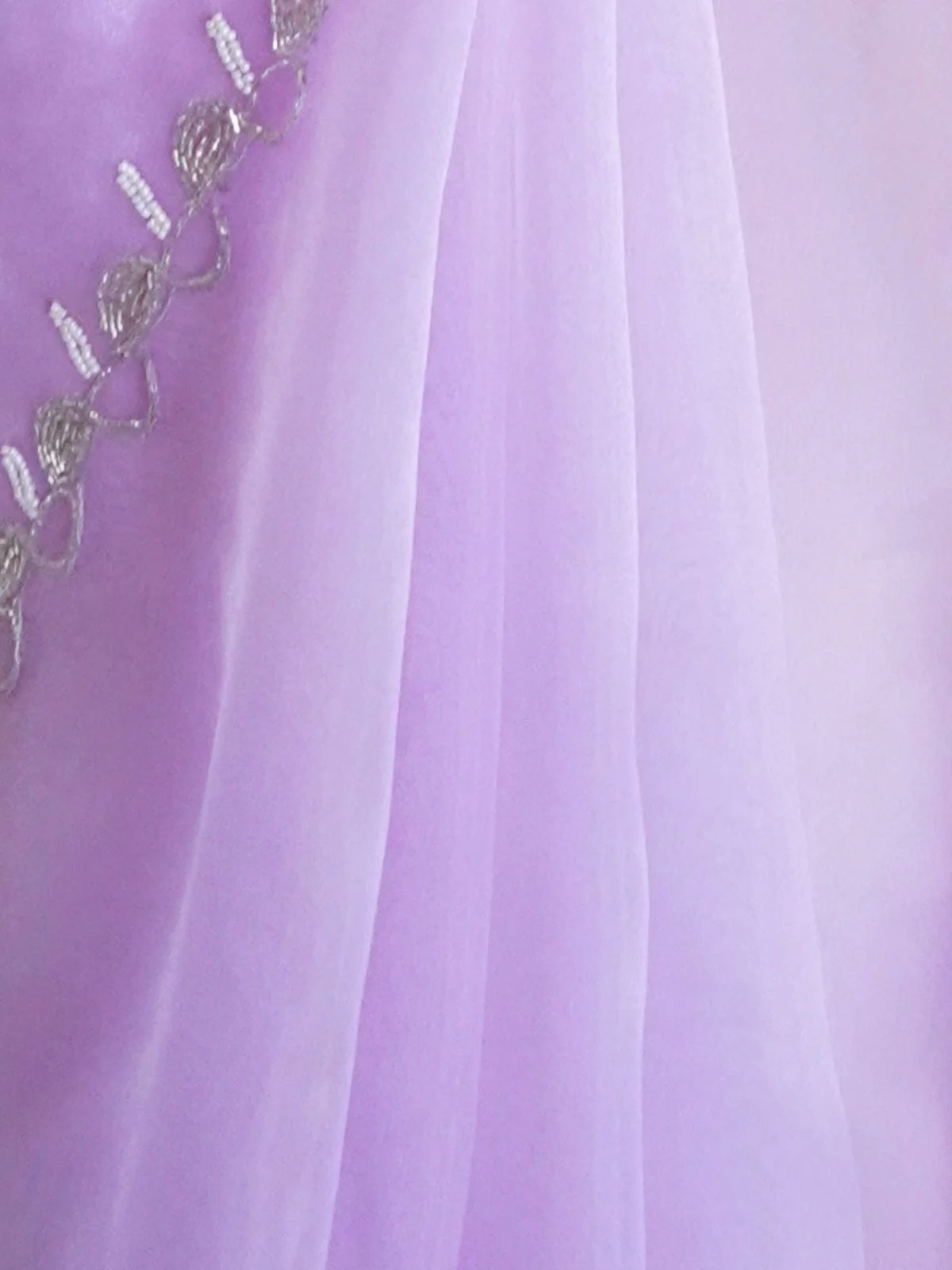 Odette Pink Organza Embroidered Saree With Unstitched Blouse For Women - Image 7