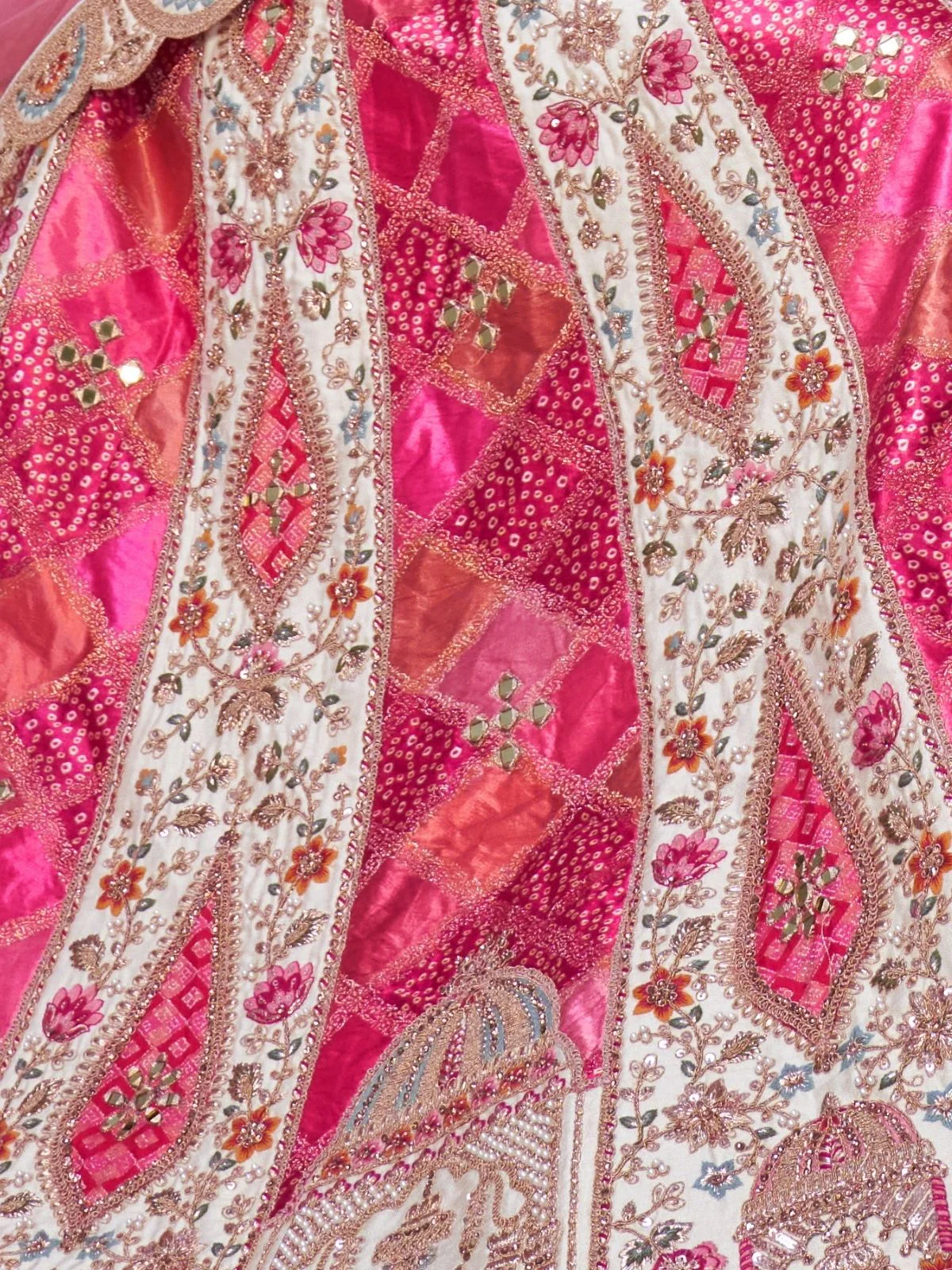 Odette Pink Organza  Embroidered Semi-Stitched Lehenga With Unstitched Blouse For Women - Image 5