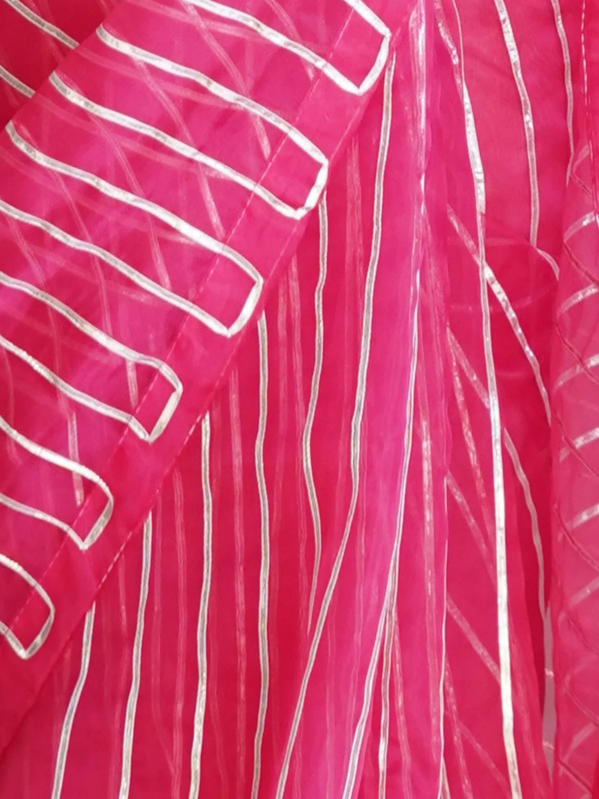 Odette Pink Organza Lace Work Saree With Unstitched Blouse For Women - Image 5