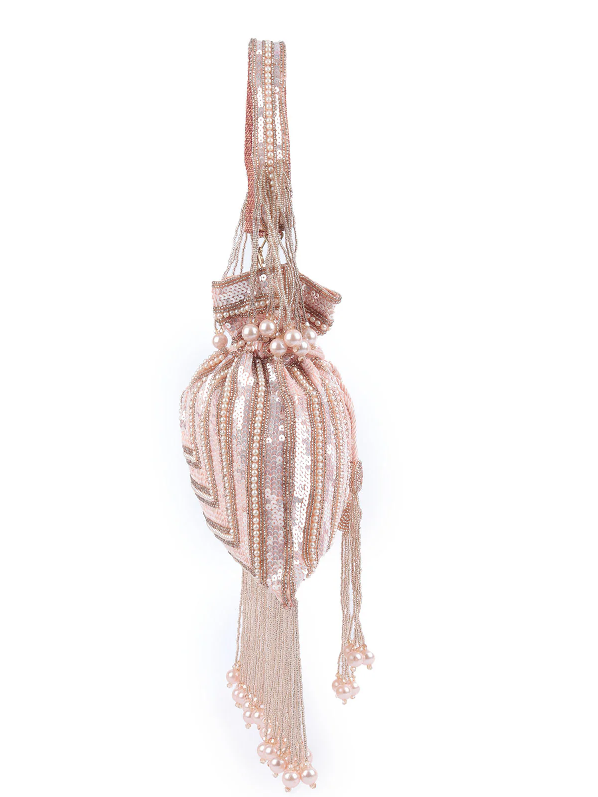 Odette Pink Polyester Embellished Potli For Women - Image 4