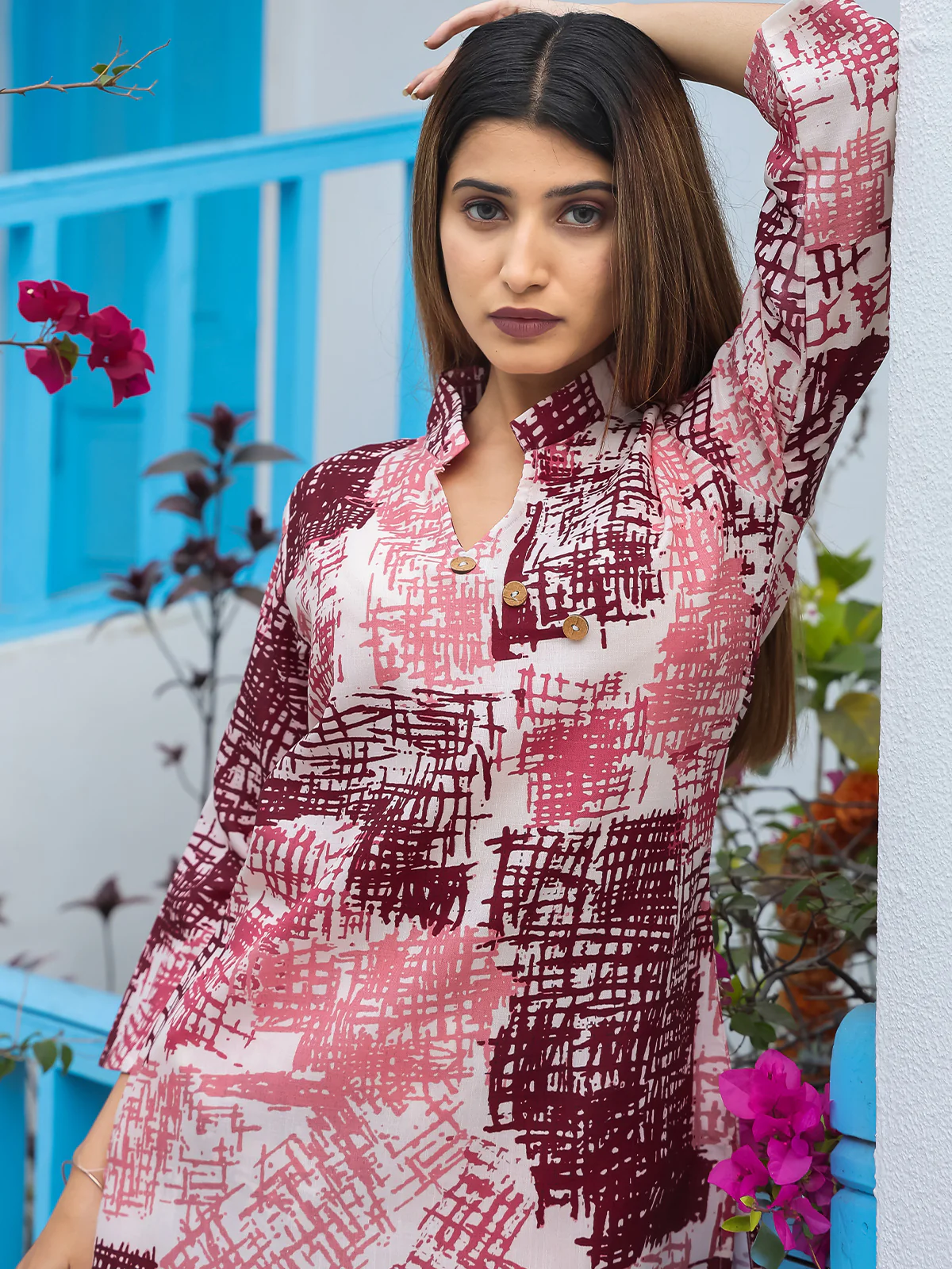 Odette Pink Cotton Printed Stitched Co Ord Set for Women - Image 5