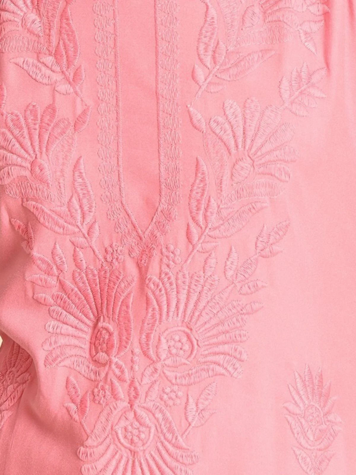 Odette Pink Rayon Embroidered Kurti For Women - Image 4