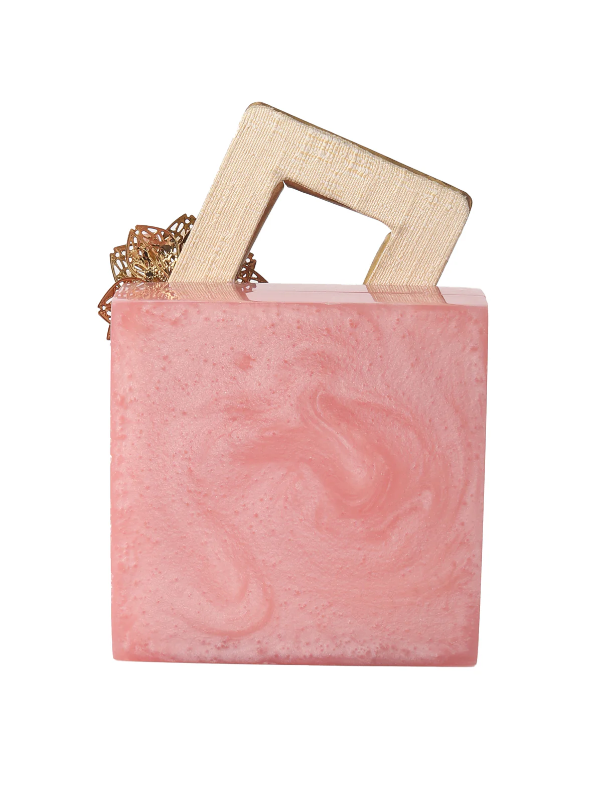 Odette Pink Resin Embellished Clutch For Women - Image 5