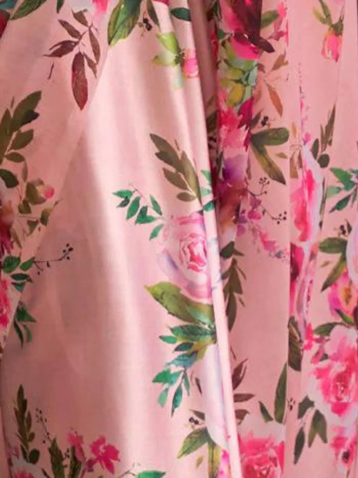 Odette Pink Satin Printed Saree With Unstitched Blouse For Women - Image 3