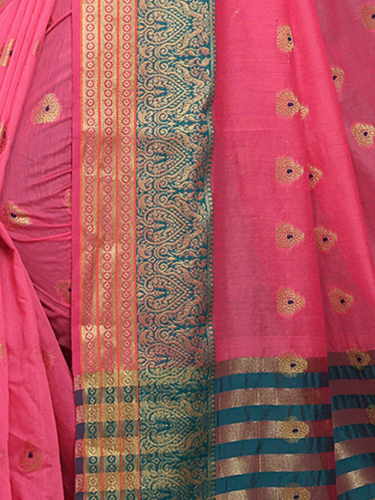 Odette Pink Silk Blend Embellished Saree For Women - Image 6