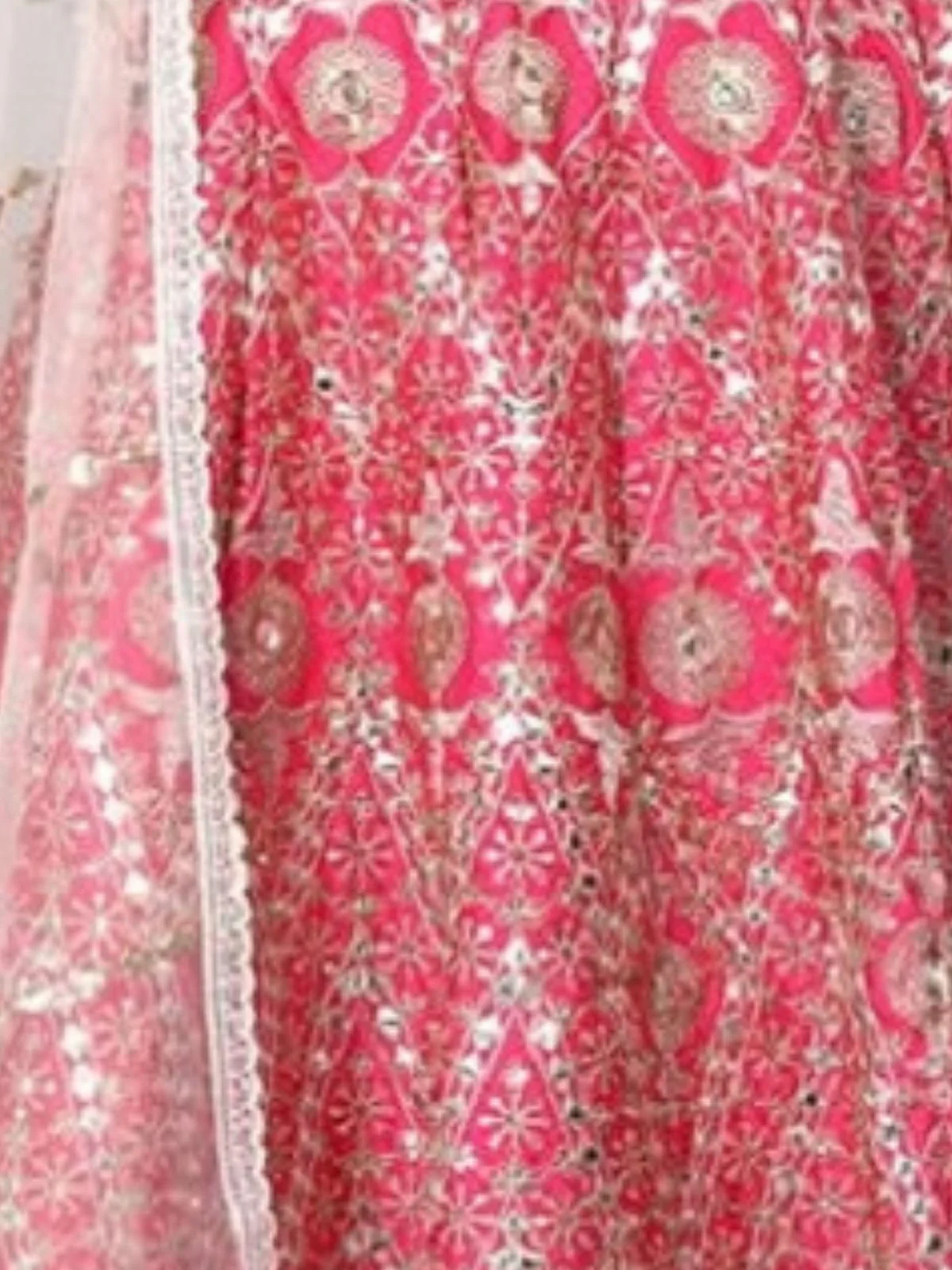 Odette Pink Silk Blend Embellished Semi-Stitched Lehenga For Women - Image 4