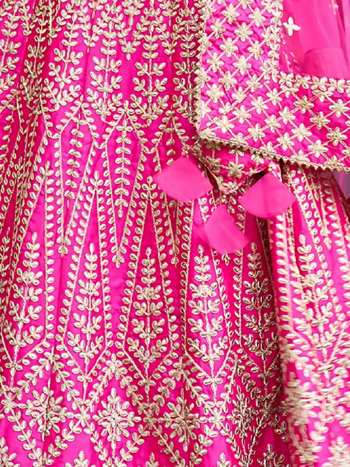Odette Pink Silk Blend Embroidered Semi-Stitched Lehenga For Women - Image 4