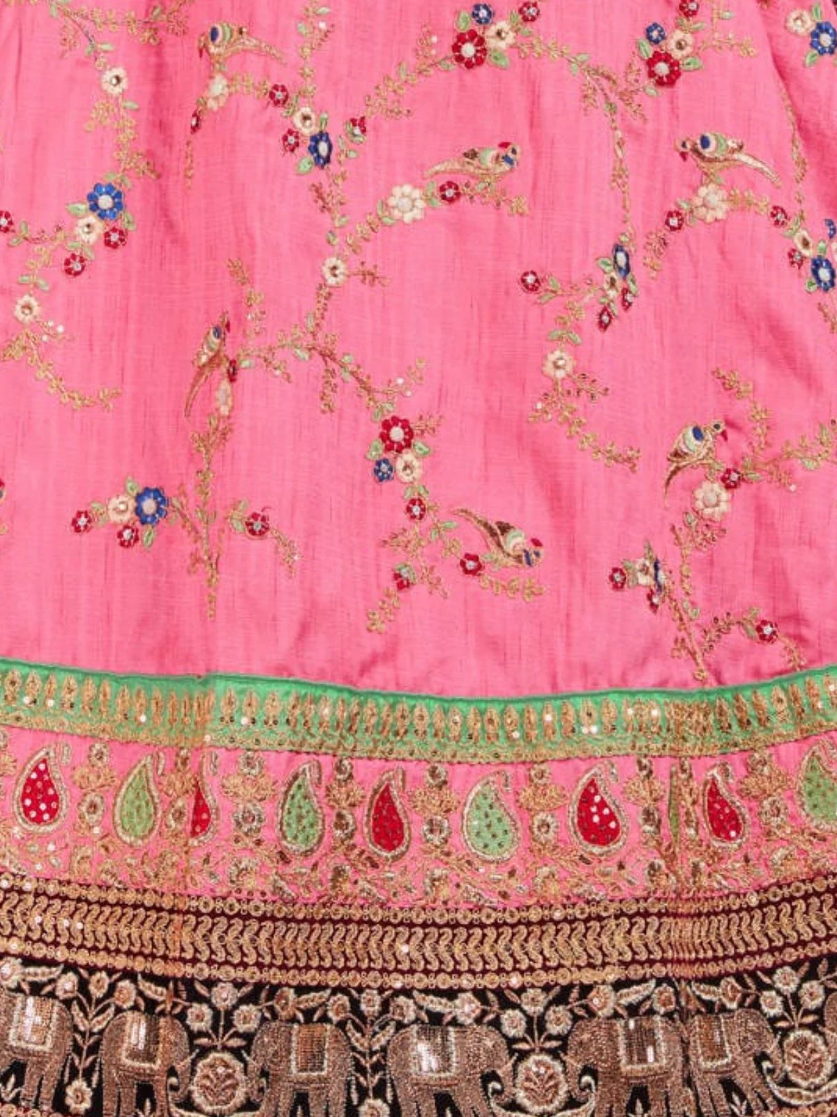 Odette Pink Silk Blend Embroidered Semi Stitched Lehenga With Blouse For Women - Image 6
