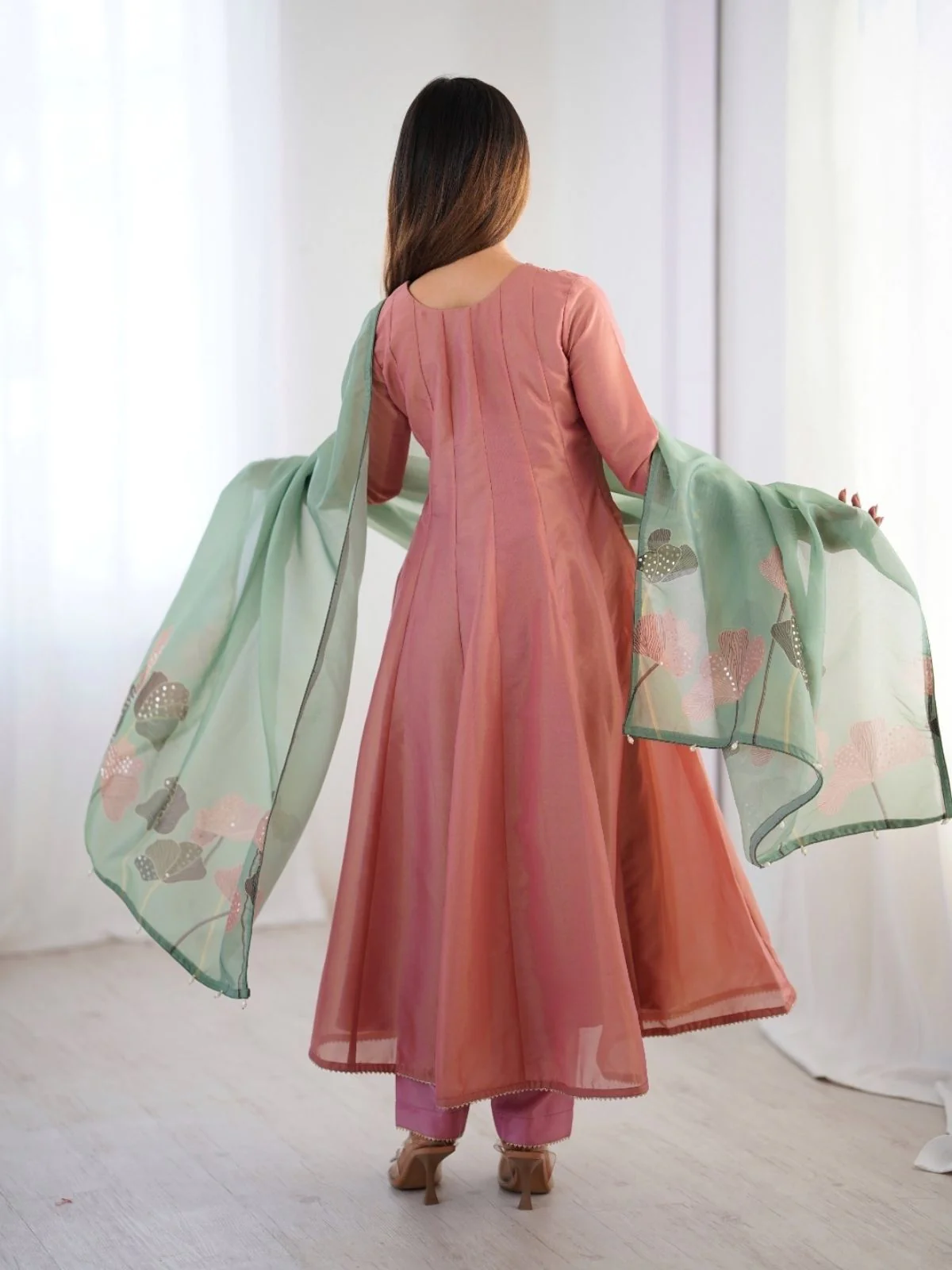 Odette Pink Silk Blend Embroidered Stitched Kurta Set For Women - Image 6