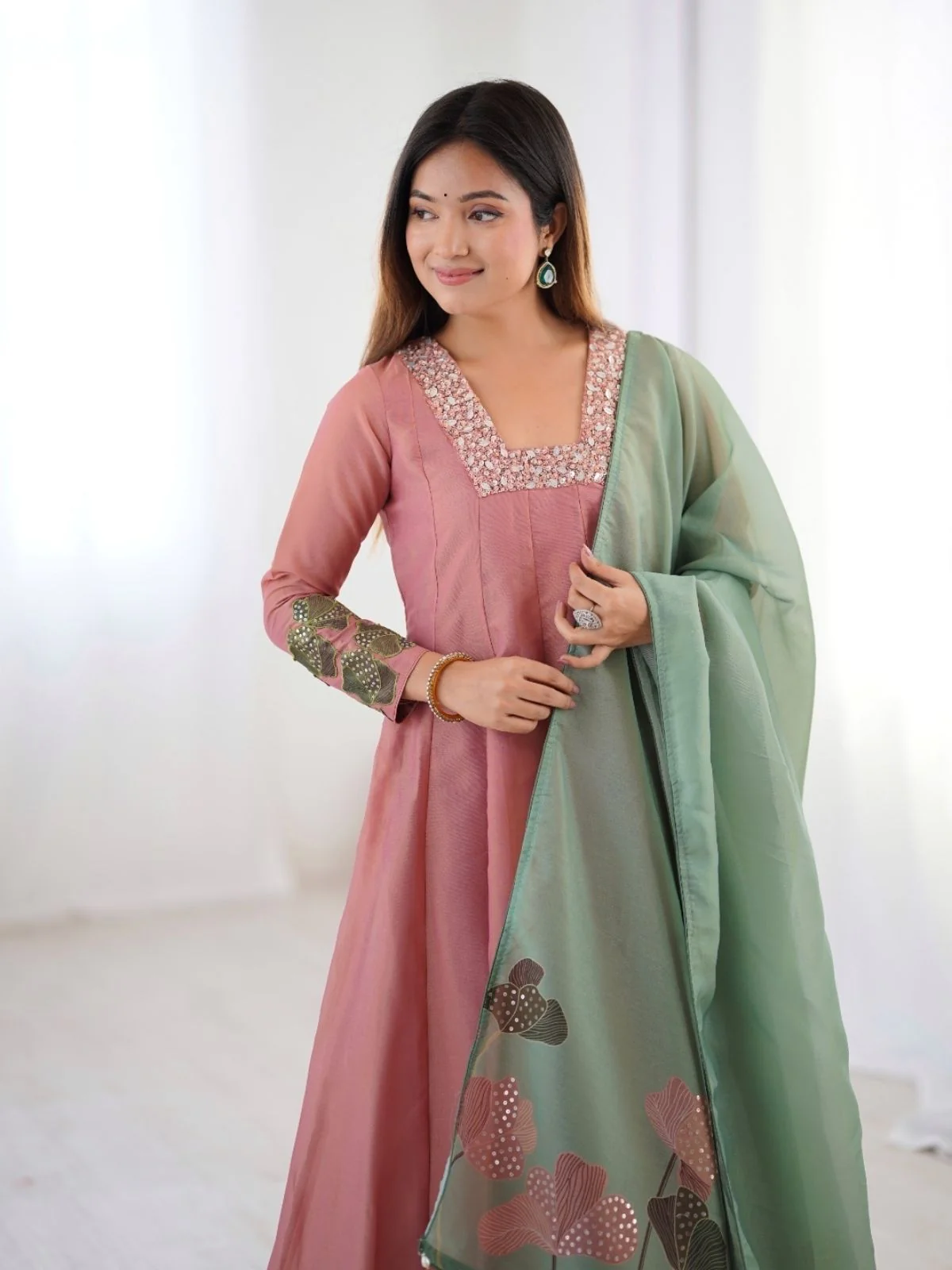 Odette Pink Silk Blend Embroidered Stitched Kurta Set For Women - Image 7