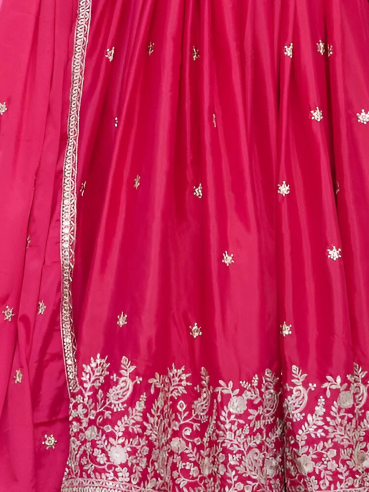 Odette Pink Silk Blend Embroidery & Gathered Kurta Set For Women - Image 4