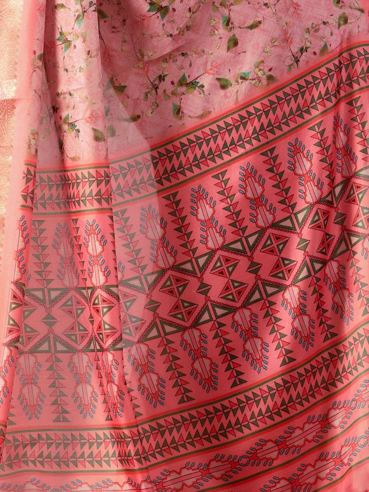 Odette Pink Silk Blend Printed Saree For Women - Image 5