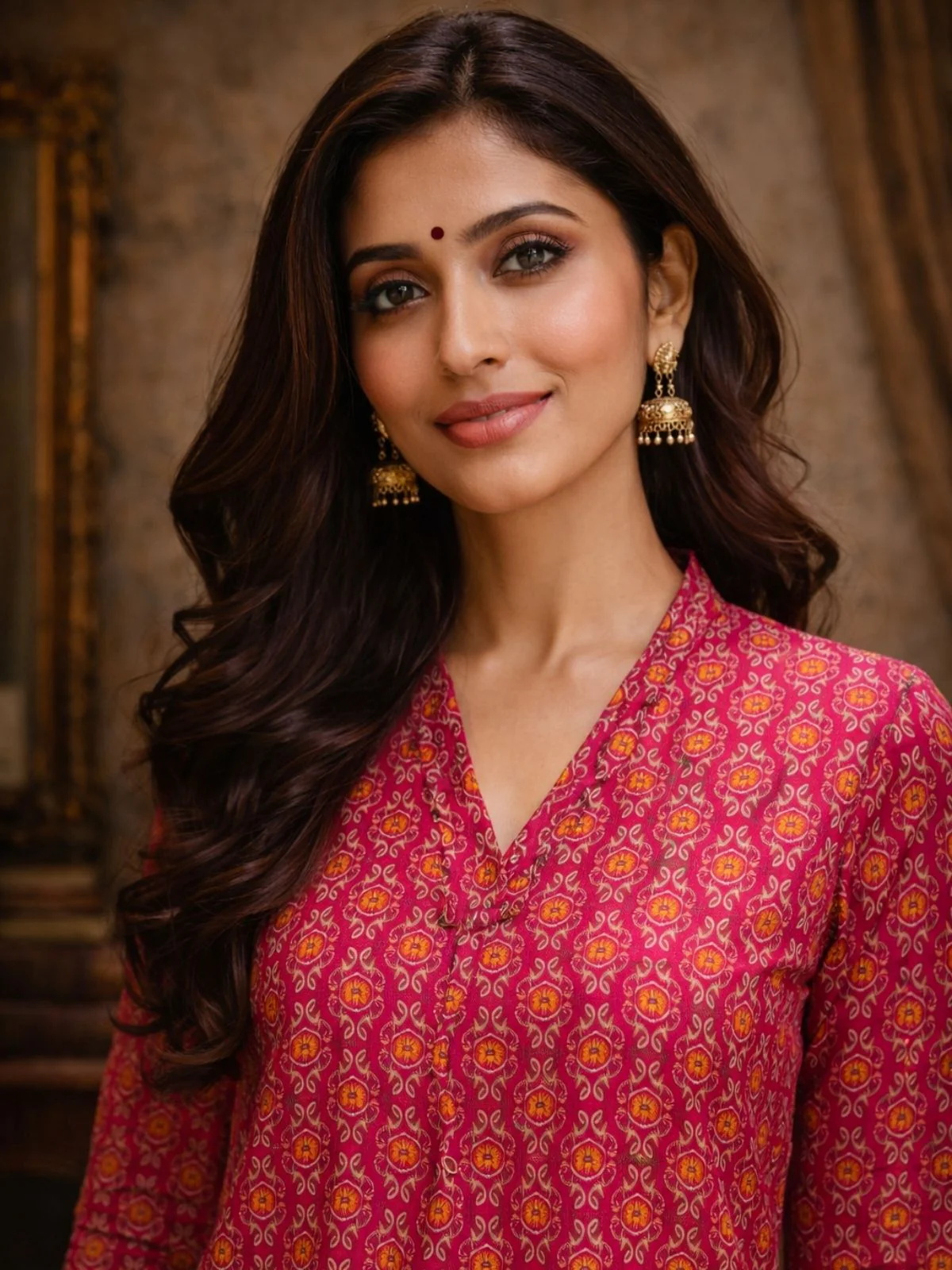 Odette Pink Silk Blend Printed Solid Kurti For Women - Image 4