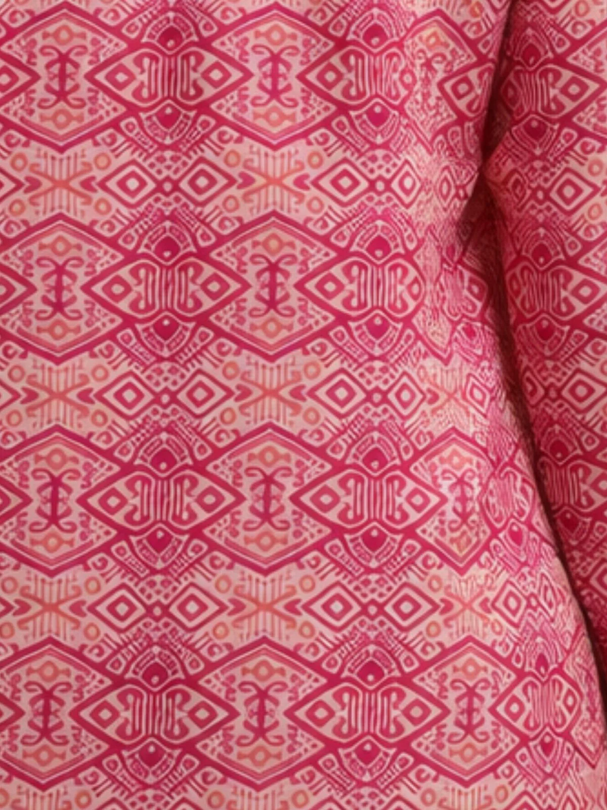 Odette Pink Silk Blend Printed Solid Kurti For Women - Image 5
