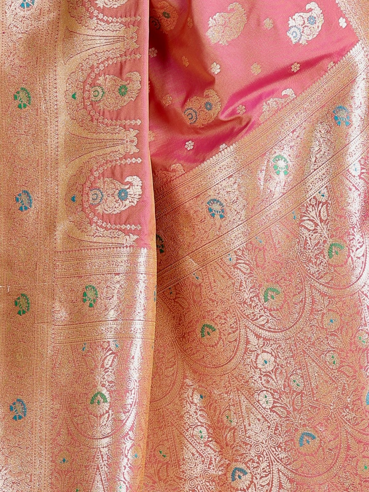 Odette Pink Silk Blend Woven Elegant Saree For Women - Image 5
