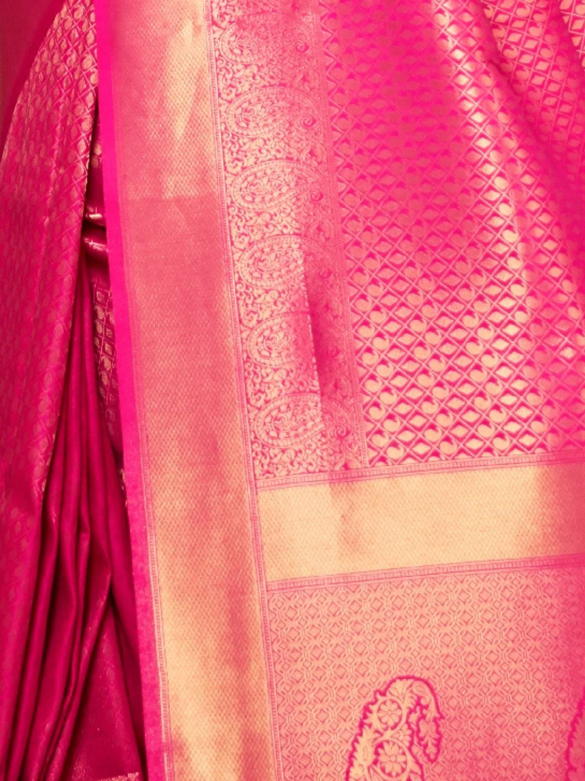 Odette Pink Silk Blend Woven Saree With Unstitched Blouse For Women - Image 3