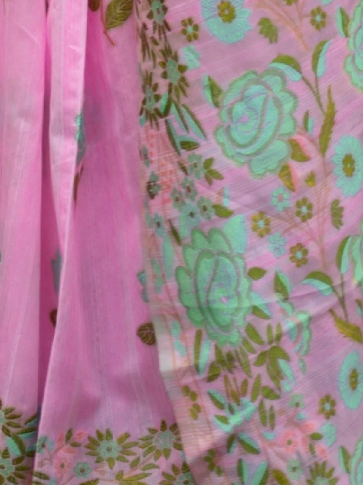 Odette Pink Silk Blend Woven Saree With Unstitched Blouse For Women - Image 3
