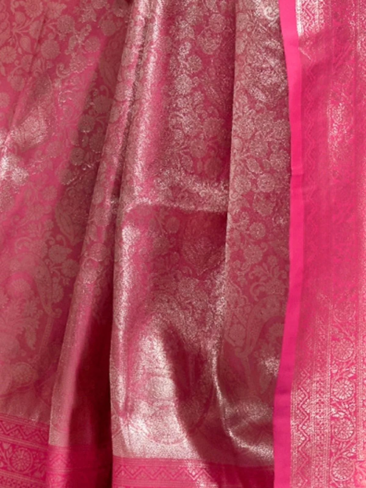 Odette Pink Silk Blend Woven Saree With Unstitched Blouse For Women - Image 3