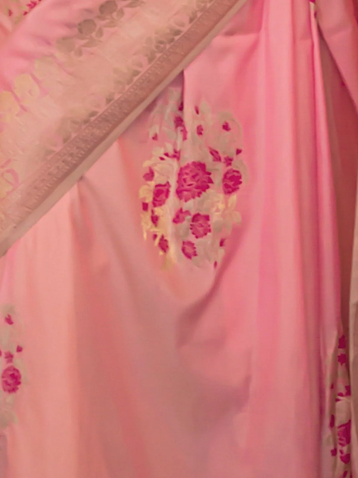 Odette Pink Silk Blend Woven Saree With Unstitched Blouse For Women - Image 3