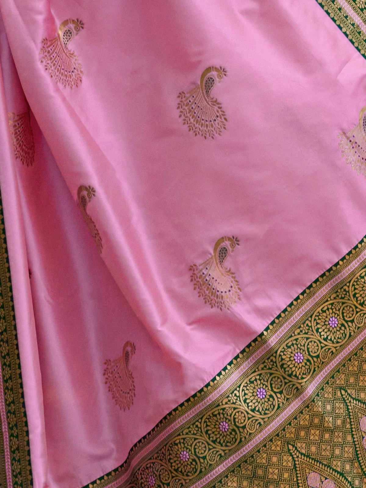 Odette Pink Silk Zari Woven Saree For Women - Image 6