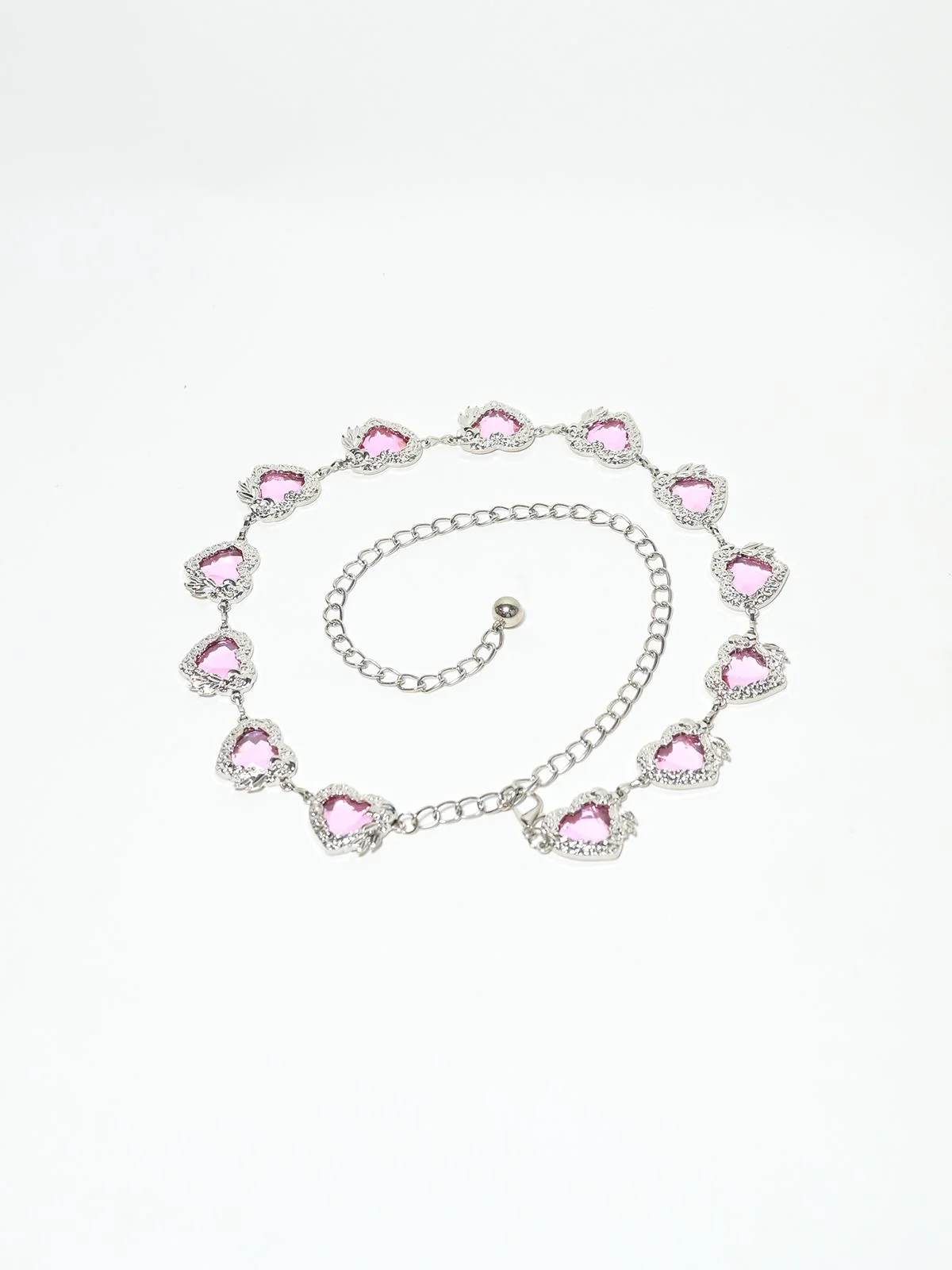 Odette Pink & Silver Alloy Embellished Belt For Women - Image 2