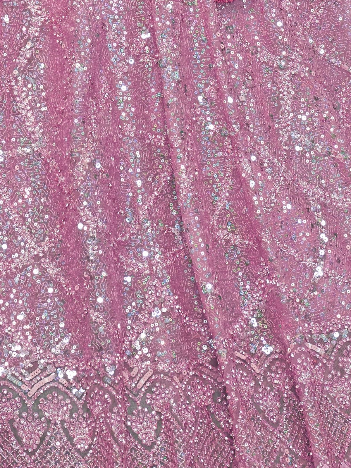 Odette Pink Soft Net Embellished Semi-Stitched Lehenga With Unstitched Blouse For Women - Image 7