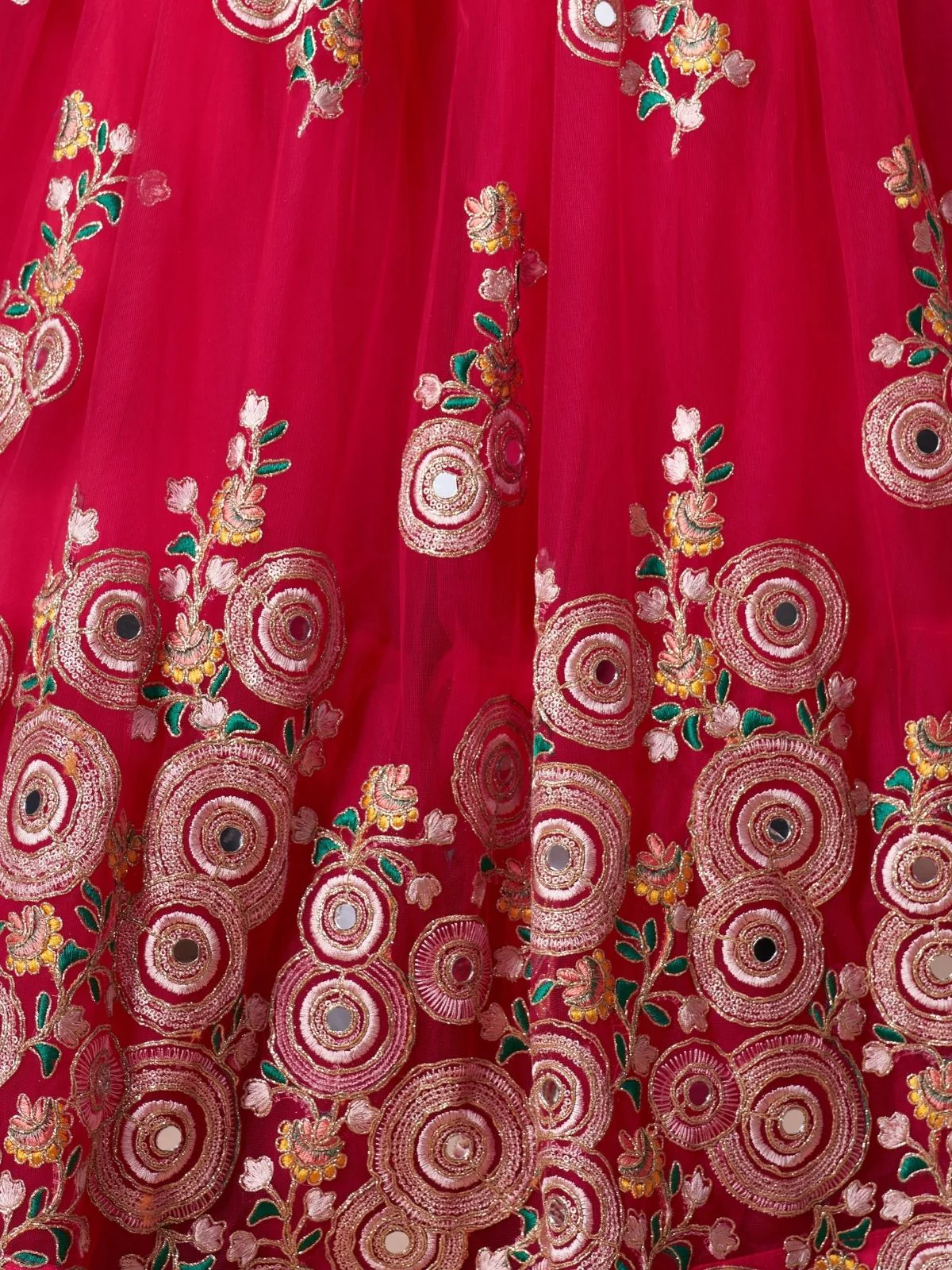 Odette Pink Soft Net Embroidered Semi Stitched Lehenga With Blouse For Women - Image 6