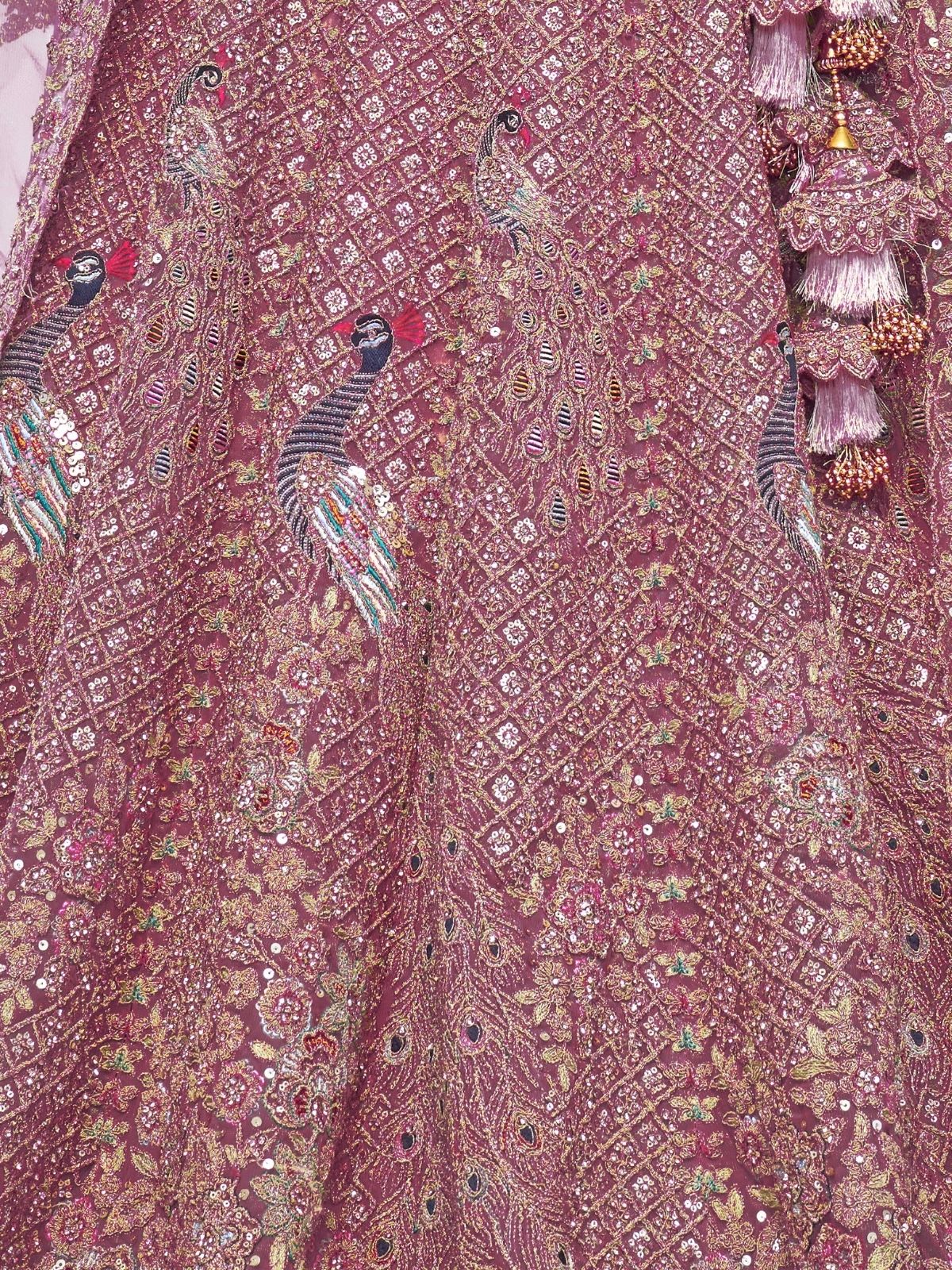 Odette Pink Soft Net Embroidered Semi-Stitched Lehenga With Unstitched Blouse For Women - Image 5