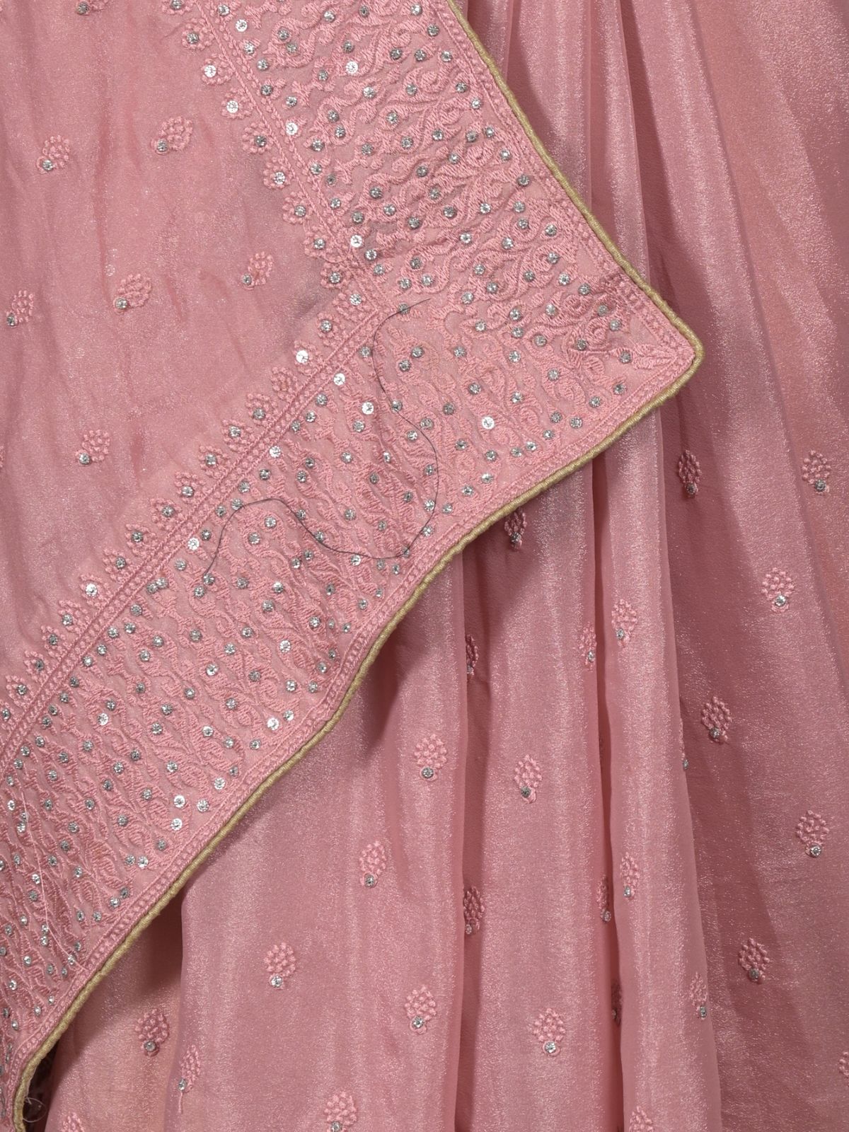 Odette Pink Stone Embellished Crepe Saree for Women - Image 5