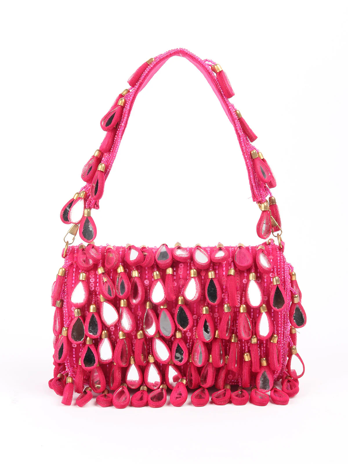 Odette Pink Tassels Embellished Clutch For Women - Image 3