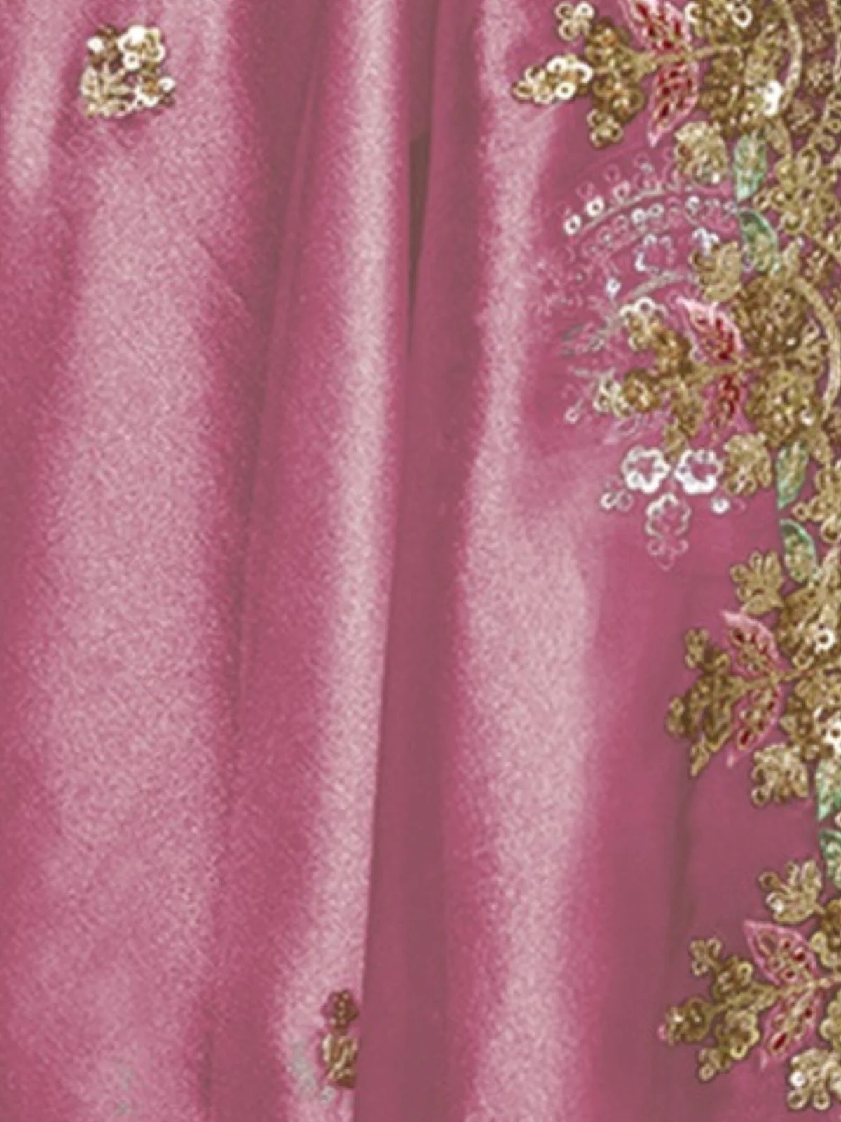 Odette Pink Tissue Embellished Saree For Women - Image 6
