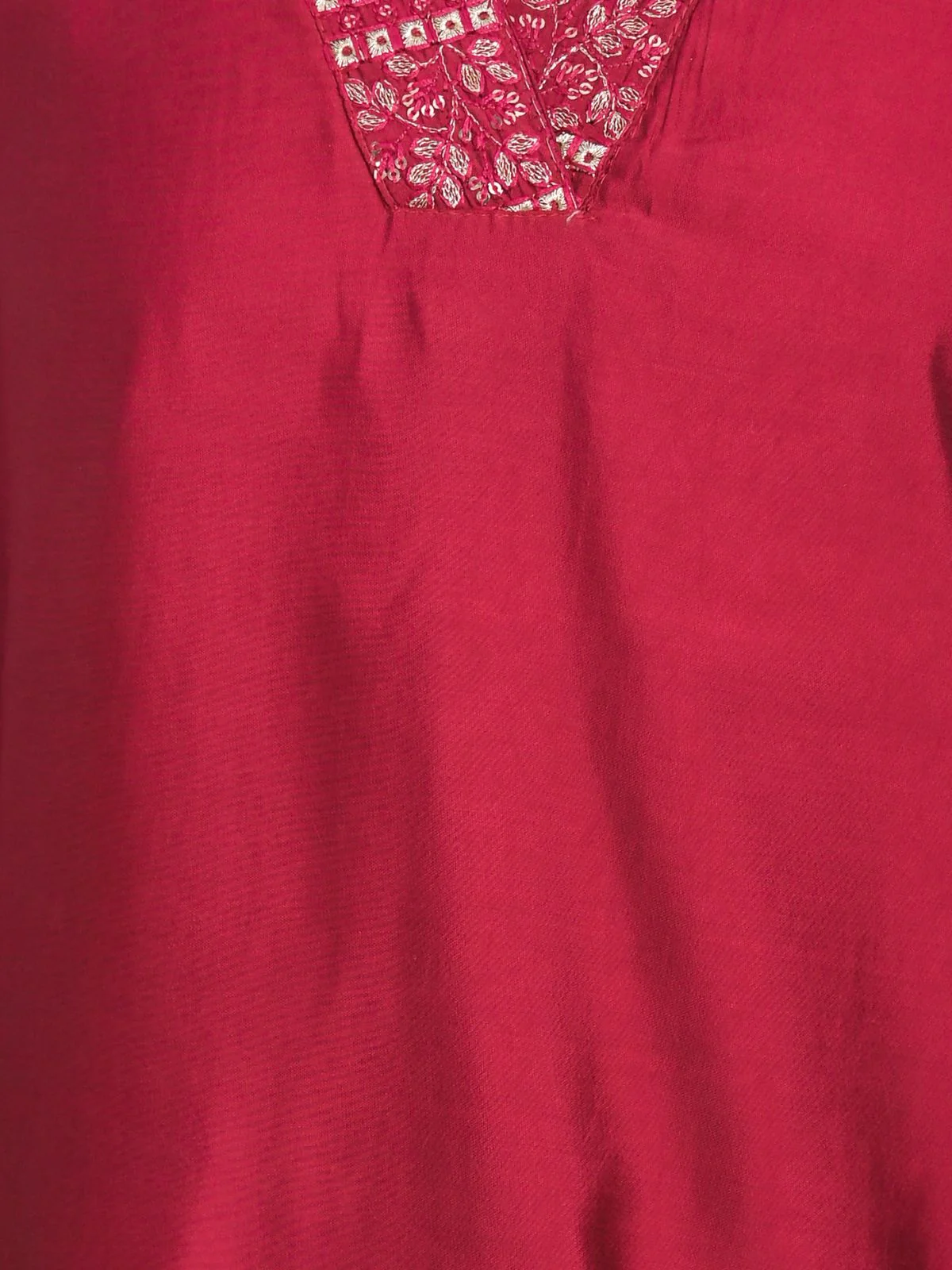 Odette Pink Viscose Chanderi Embroidered Stitched Kurta Set For Women - Image 5