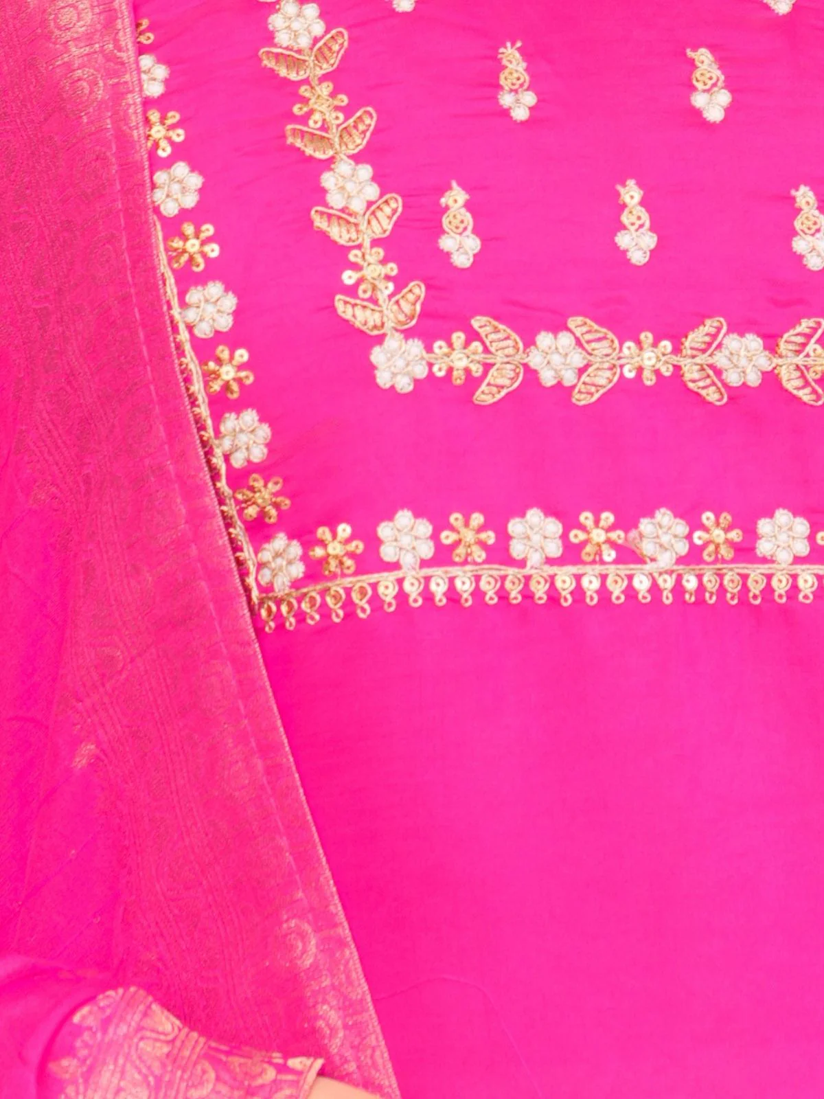 Odette Pink Viscose Embroidered Stitched Kurta Set For Women - Image 6