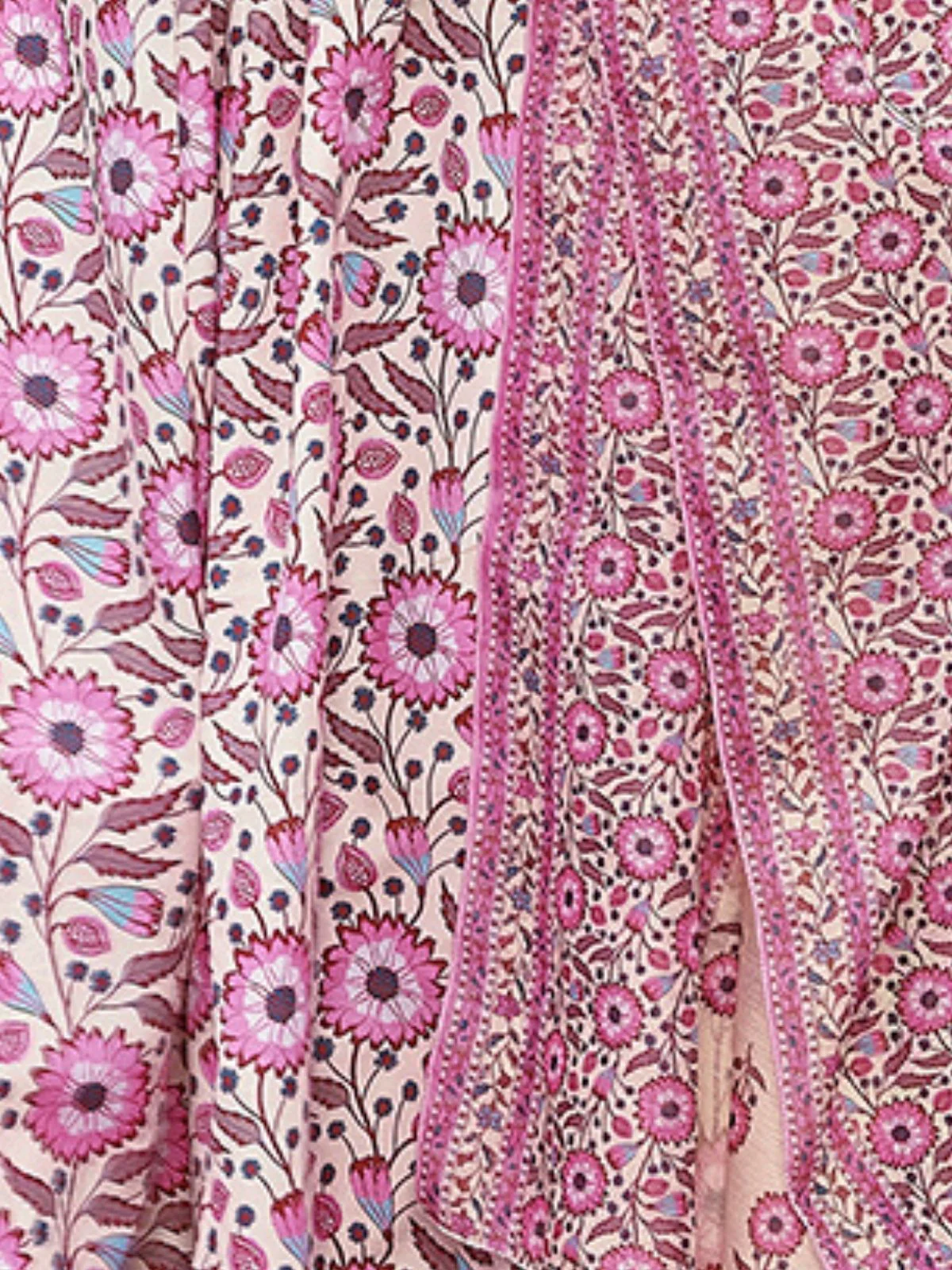 Odette Pink Viscose Printed Stiched Kurta Set For Women - Image 5