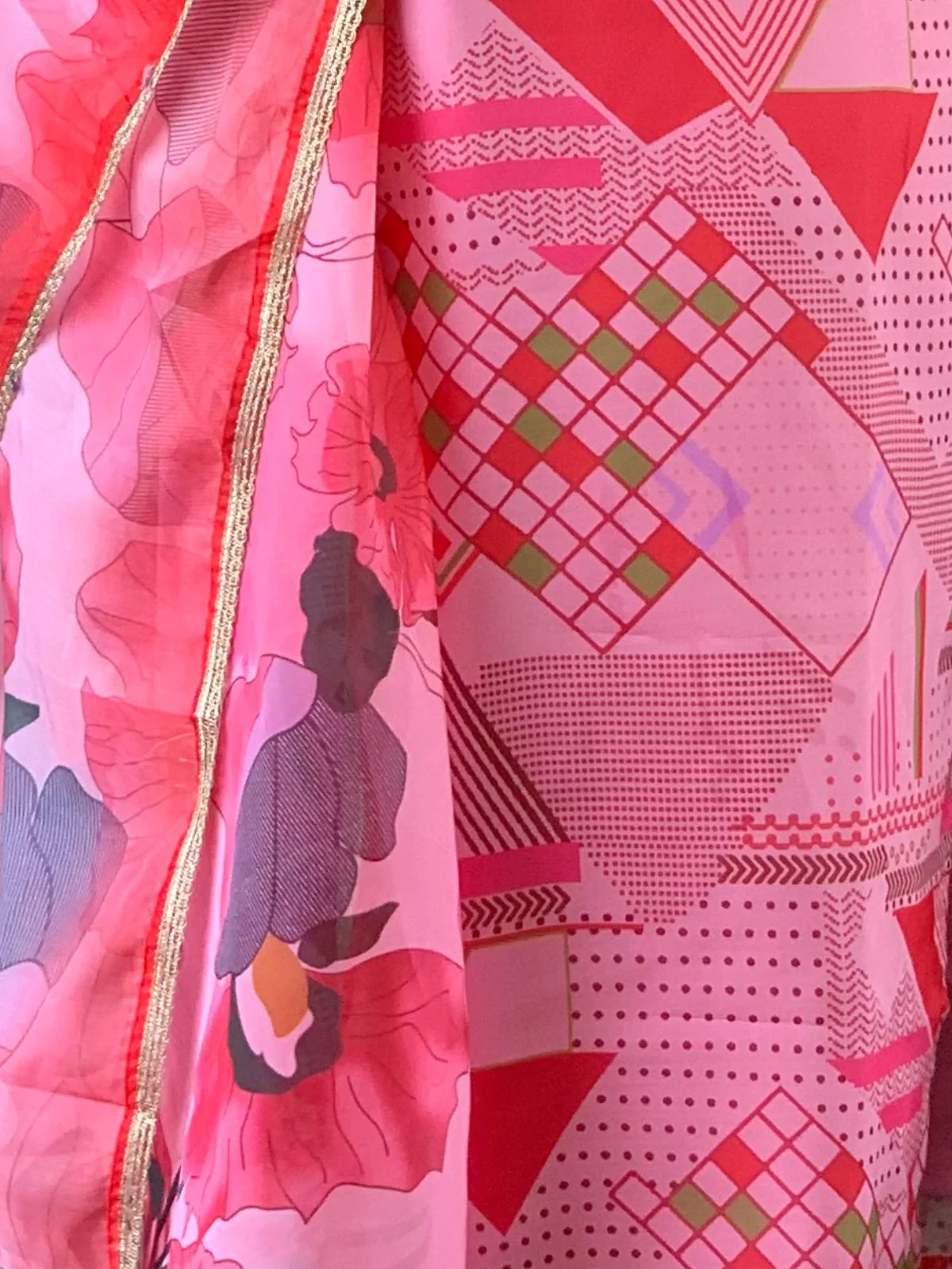 Odette Pink Viscose Printed Stitched Kurta Set For Women - Image 5