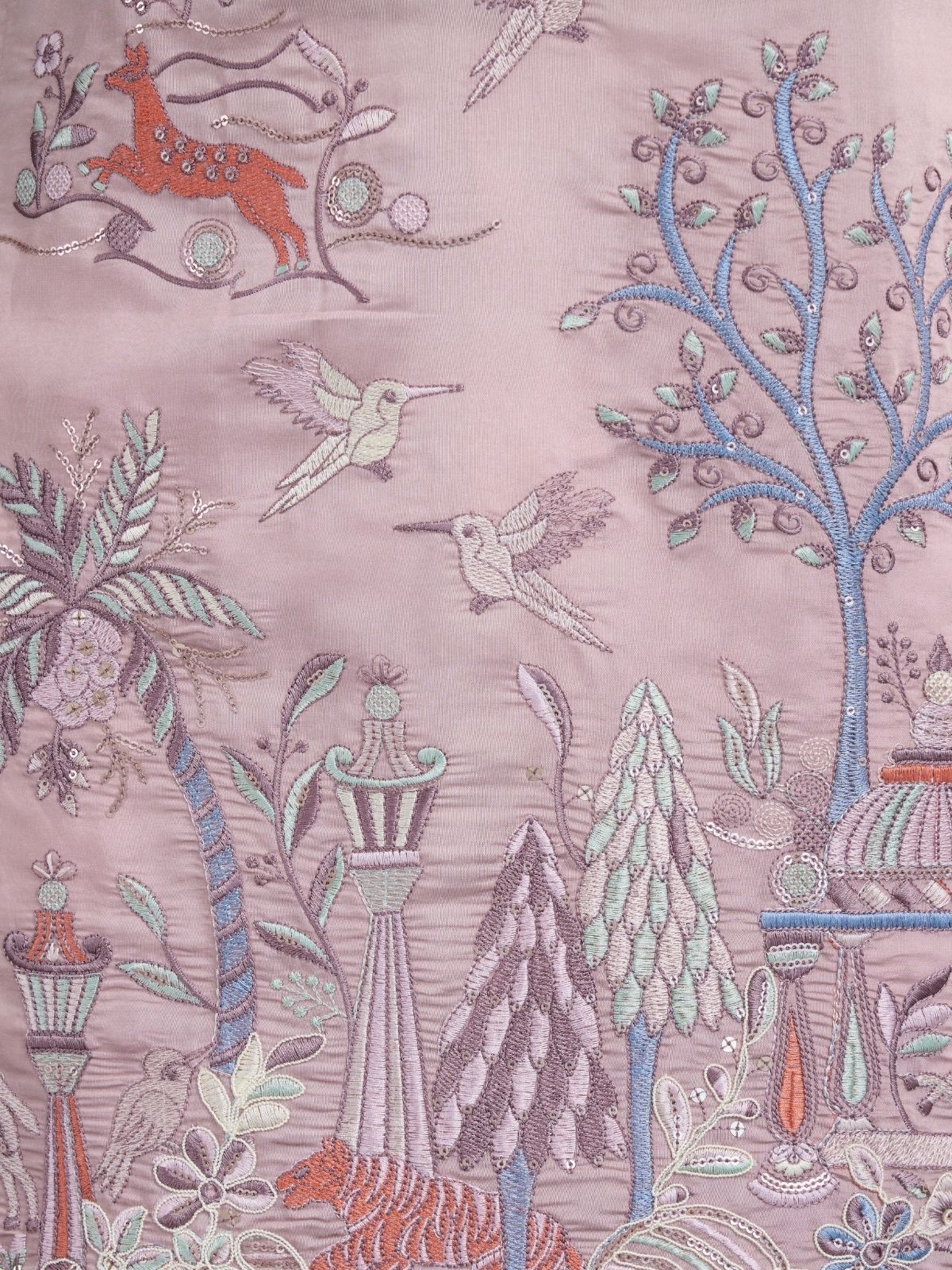 Odette Pink Viscose Silk Embroidered Stitched Kurta For Men - Image 6