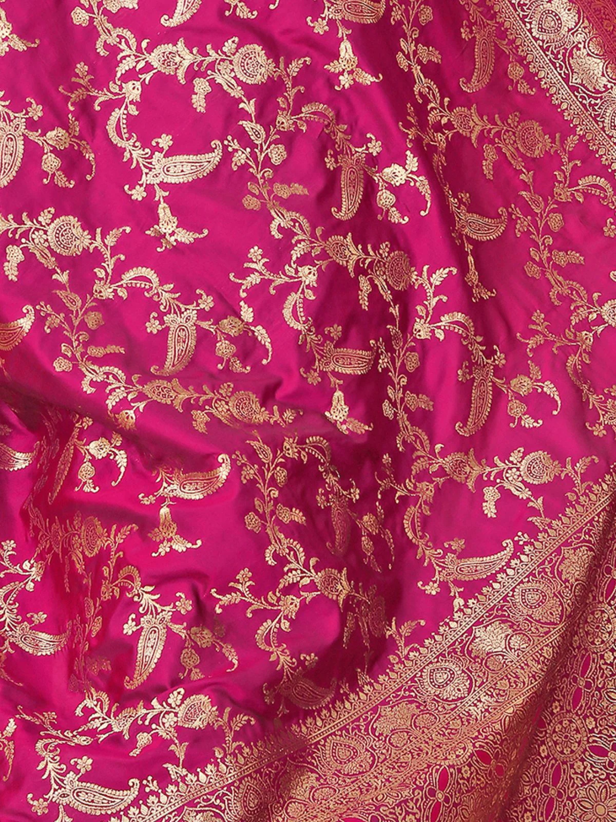 Odette Pink Woven Banarasi Silk Saree With Unstitched Blouse For Women - Image 6